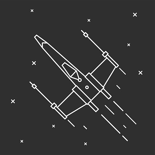 Black and White Rocketship Illustration