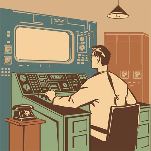 Illustraiotn of Old time Computer